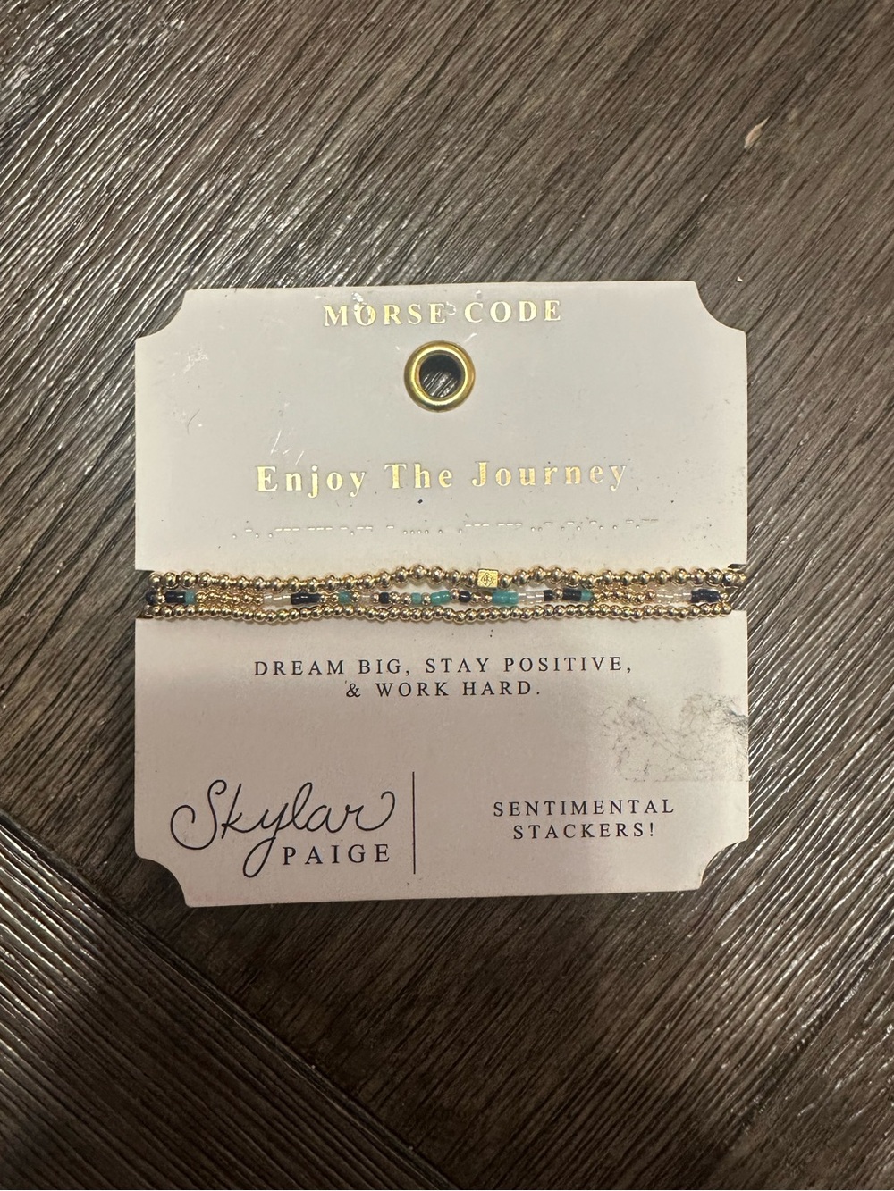 Morse Code Turquoise & Gold Sentimental Stacker Bracelet Set